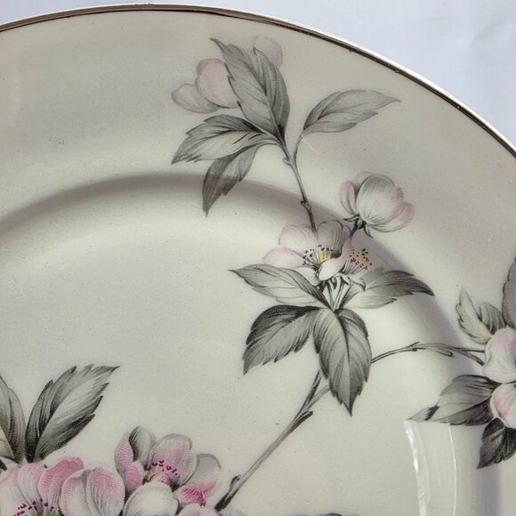 TWO Manor House Spring Glory Dinner Plates Pink & White Floral Gray Leaves - Picture 4 of 16